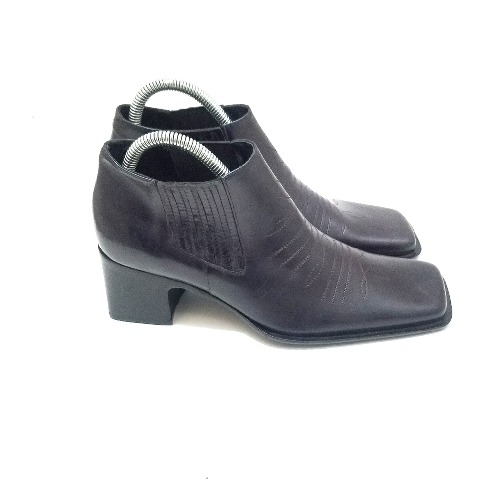 Vivien Lee Italian Made Leather Block Heel Boots Women's Size 8 - Picture 2 of 12